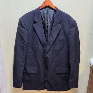 Gianni Vironi Suit Jacket Blazer Mens 46R Blue Polyester 2 Button Formal